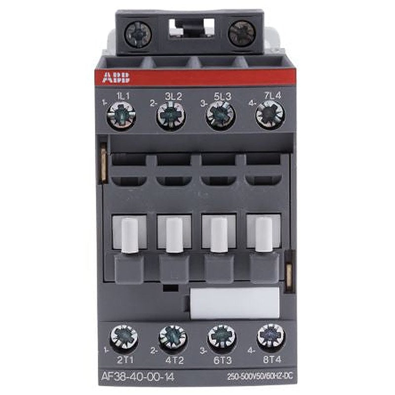 ABB AF38 Contactor, 250V ac/dc, 500 V ac/dc Coil, 4-Pole, 55 A, 18.5 kW 500V ac/dc, 4 NO, 690V ac