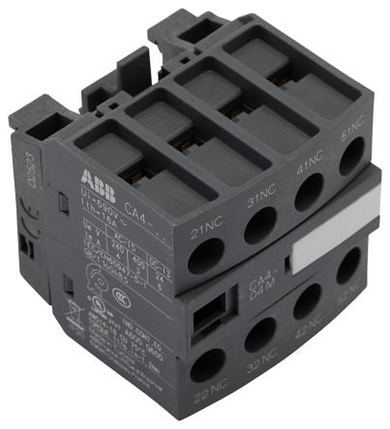 ABB Auxiliary Contact Block, 4 Contact, 4 NC, CA4-04M, Front, 6 A, 690V, 1SBN010140R1104