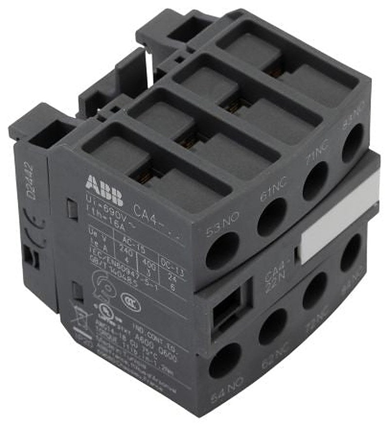 ABB Auxiliary Contact Block, 4 Contact, 2 NC/2 NO, CA4-22N, Front, 6 A, 690V, 1SBN010140R1222