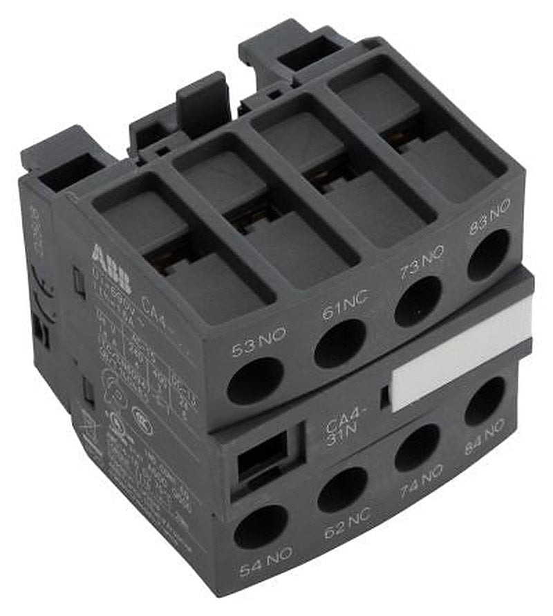 ABB Auxiliary Contact, 4 Contact, 3 NO/1 NC, CA4, Front, 6 A, 690V ac, 1SBN010140R1231 CA4-31N