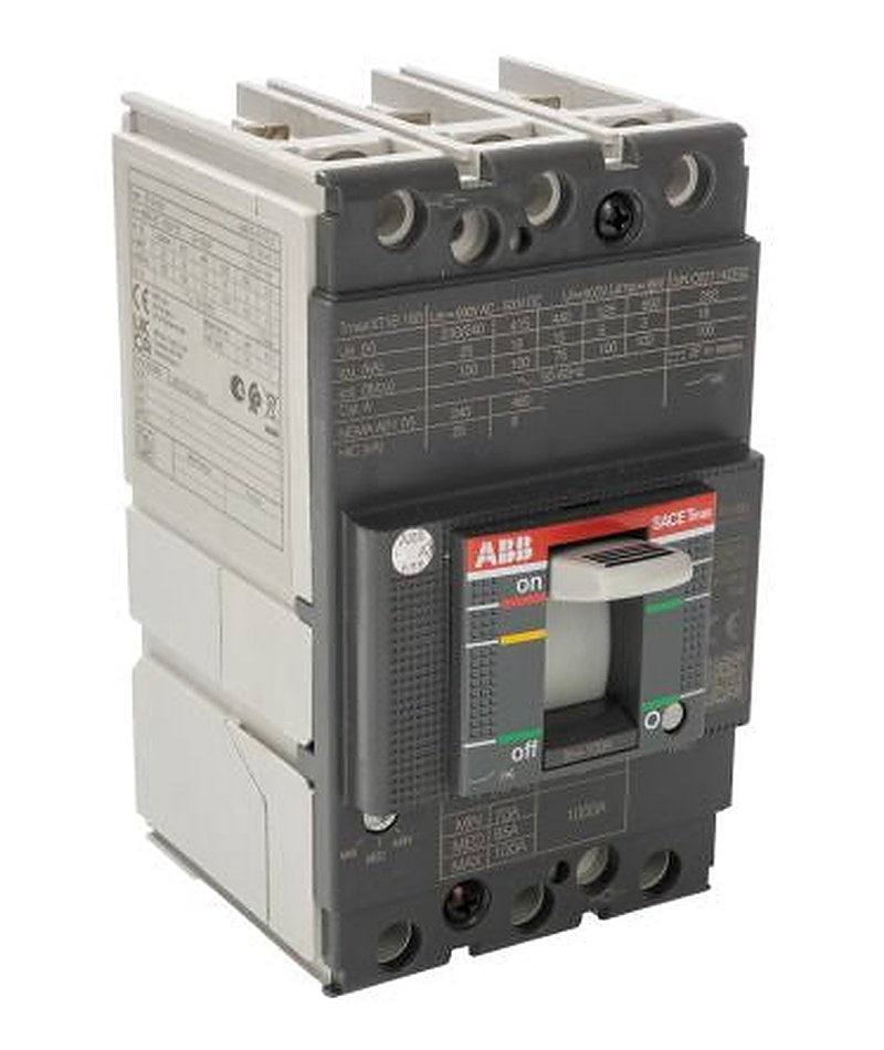 ABB, SACE Tmax XT, XT1B Molded Case Circuit Breaker 3-Pole 100A, Breaking Capacity 3 kA, Fixed