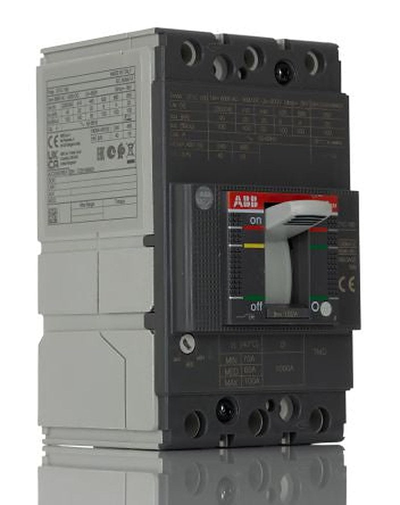 ABB, SACE Tmax XT, XT1C Molded Case Circuit Breaker 3-Pole 100A, Breaking Capacity 4 kA, Fixed