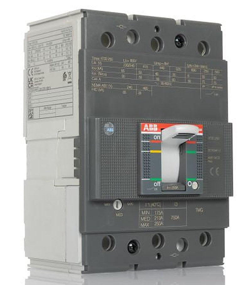 ABB, XT3S, XT3S Molded Case Circuit Breaker 3-Pole 250A, Breaking Capacity 85 kA, Fixed