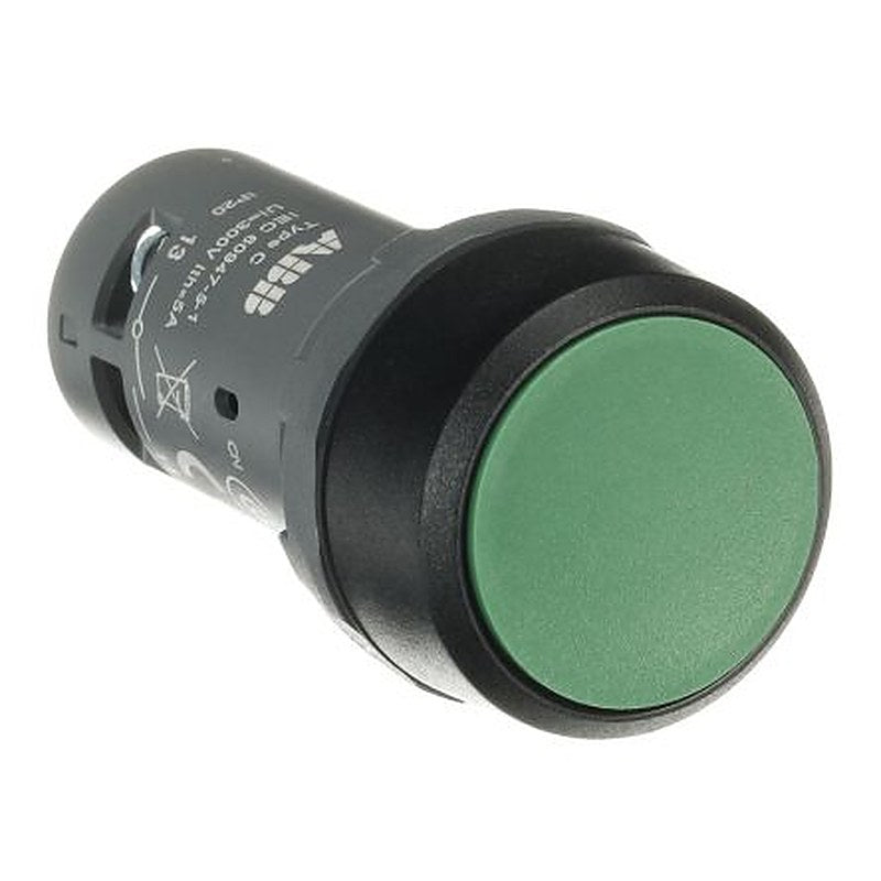 ABB Compact Series Push Button Switch, Maintained, Panel, 22 mm Cutout, SPST, IP20, IP66, IP67, IP69K, 125 V
