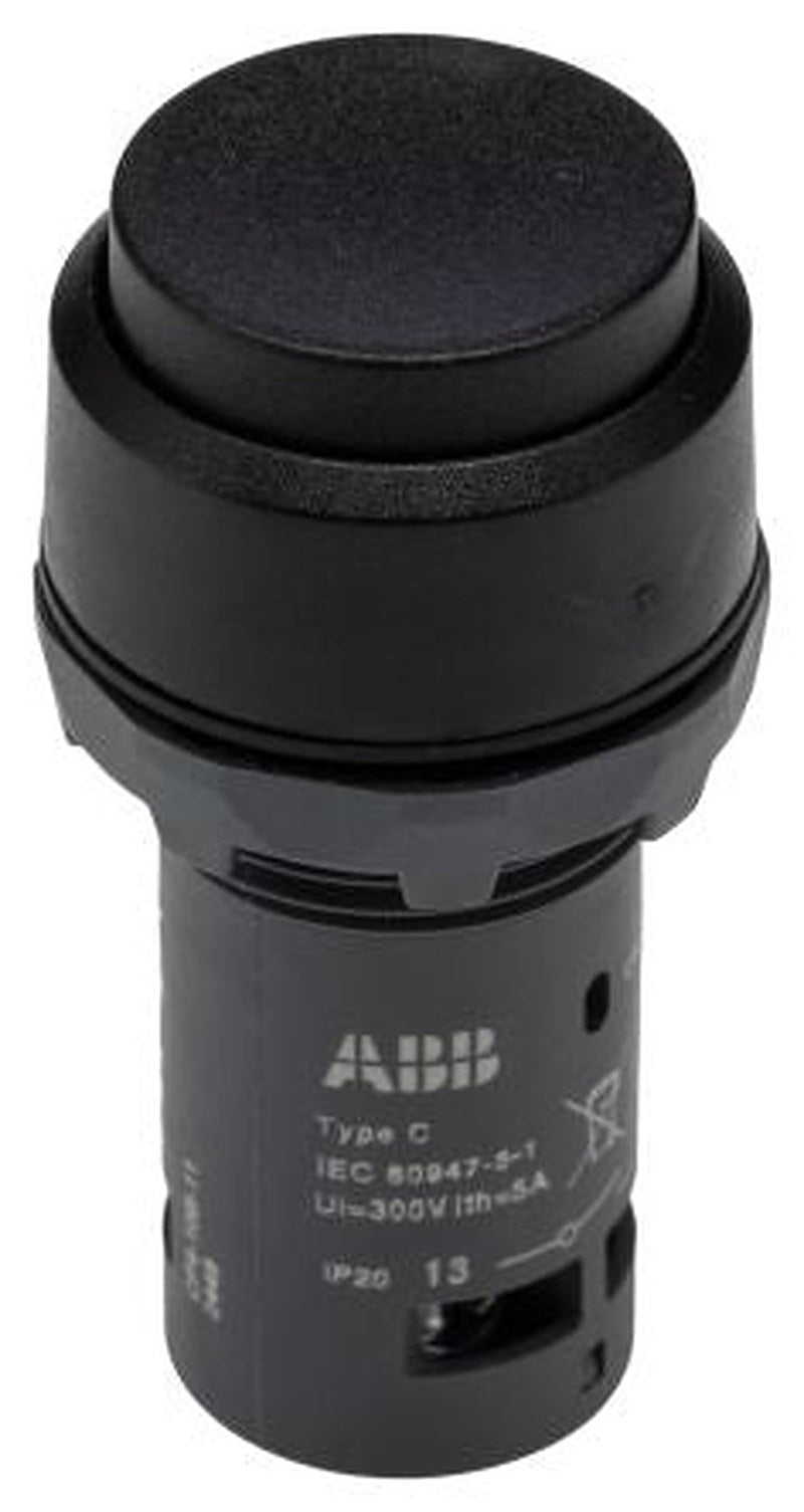 ABB CP4 Series Black Maintained Push Button Head, 22.5 mm Cutout, IP20, IP66, IP67, IP69K