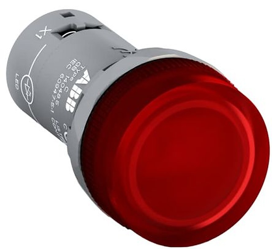 ABB, CL2-523, Panel Mount Red LED Pilot Light, 22 mm Cutout, IP66, IP69K, IP67, Round, 24V ac/dc
