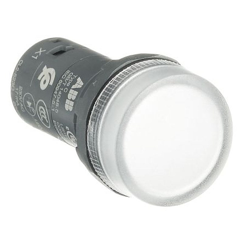 ABB, CL2-523, Panel Mount Clear LED Pilot Light, 22 mm Cutout, IP66, IP67, Round, 230V ac