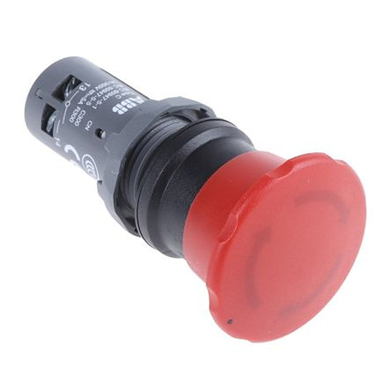 ABB 1SFA Series Twist Release Emergency Stop Push Button, Panel Mount, 22.5 mm Cutout, 1 NO/1 NC, IP69K, IP67, IP66