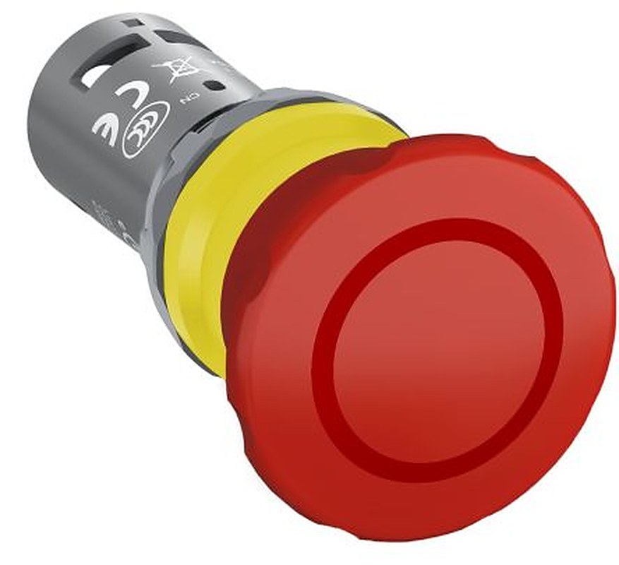 ABB Compact Series Pull Release Emergency Stop Push Button, Panel, 22.5 mm Cutout, 1 NO/1 NC, IP20, IP66, IP67, IP69K