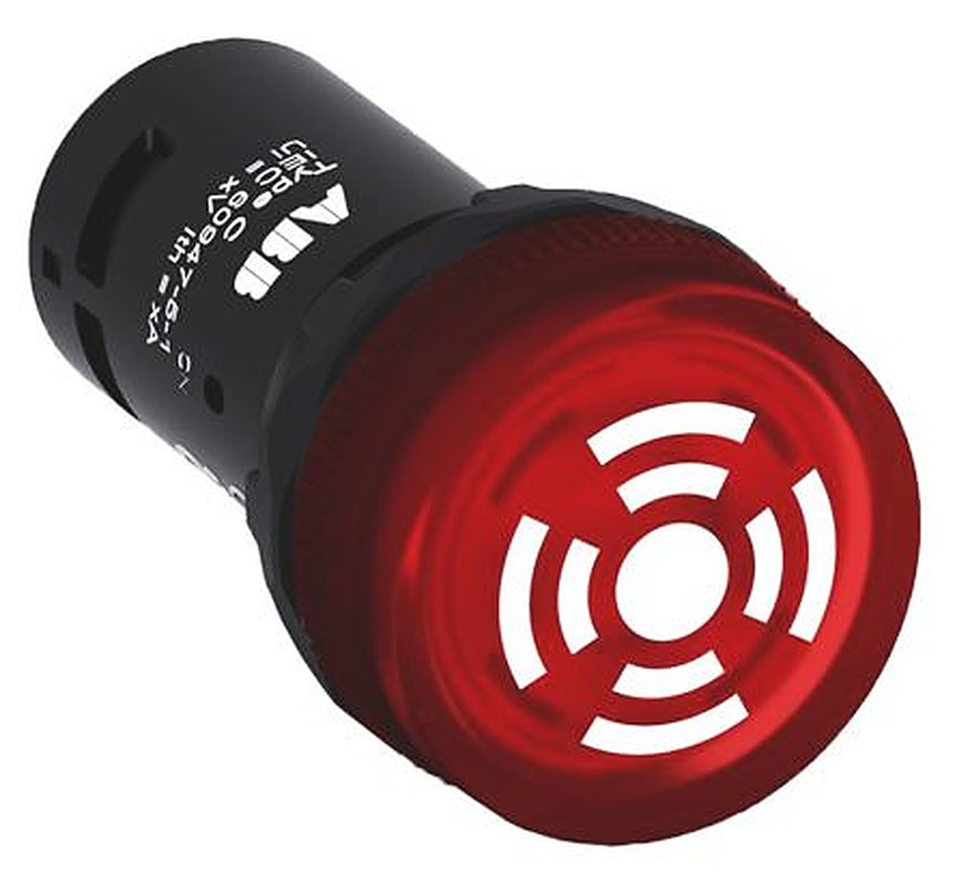 ABB, ABB Compact, Panel Mount Red LED Buzzer, 22 mm Cutout, IP69K, IP66, IP67, Round, 24V ac/dc