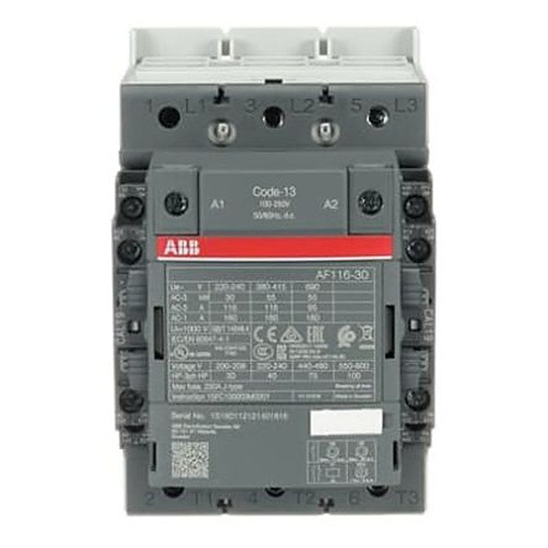 ABB 1SF Block Contactor, 100V ac/dc, 250 V ac/dc Coil, 3-Pole, 55 kW, 3 NO/0 NC