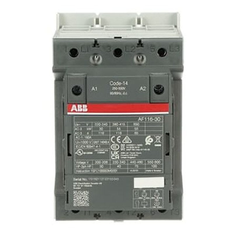 ABB 1SF Block Contactor, 250V ac/dc, 500 V ac/dc Coil, 3-Pole, 55 kW, 3 NO/0 NC