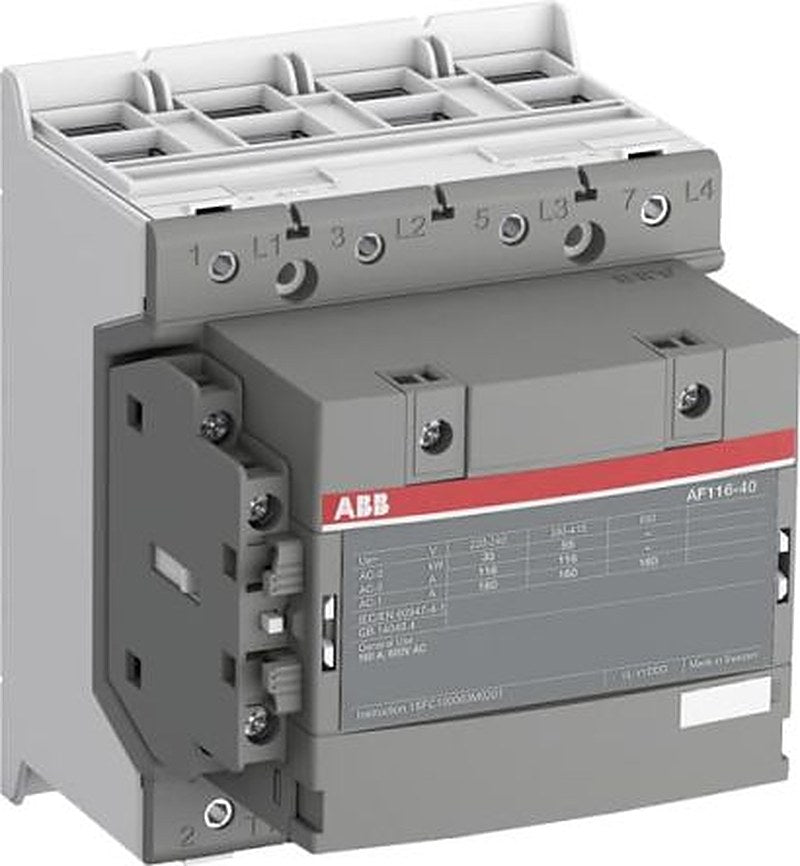 ABB AF Contactor, 250V Coil, 4-Pole, 160 A, 55 kW 500V, 4 NO