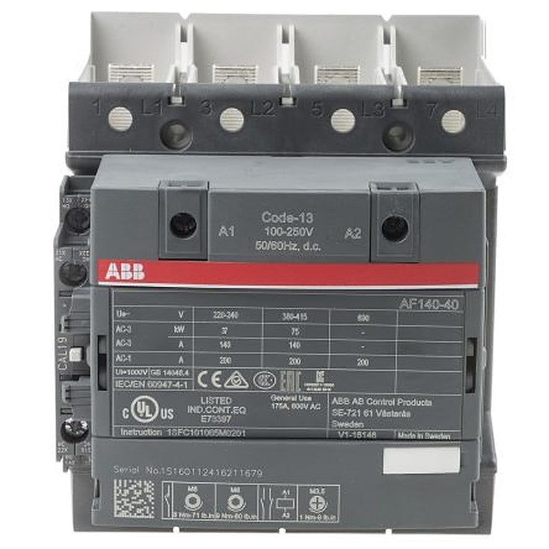 ABB AF116 Contactor, 230V ac Coil, 4-Pole, 200 A, 75 kW 250V, 4 NO, 690V ac