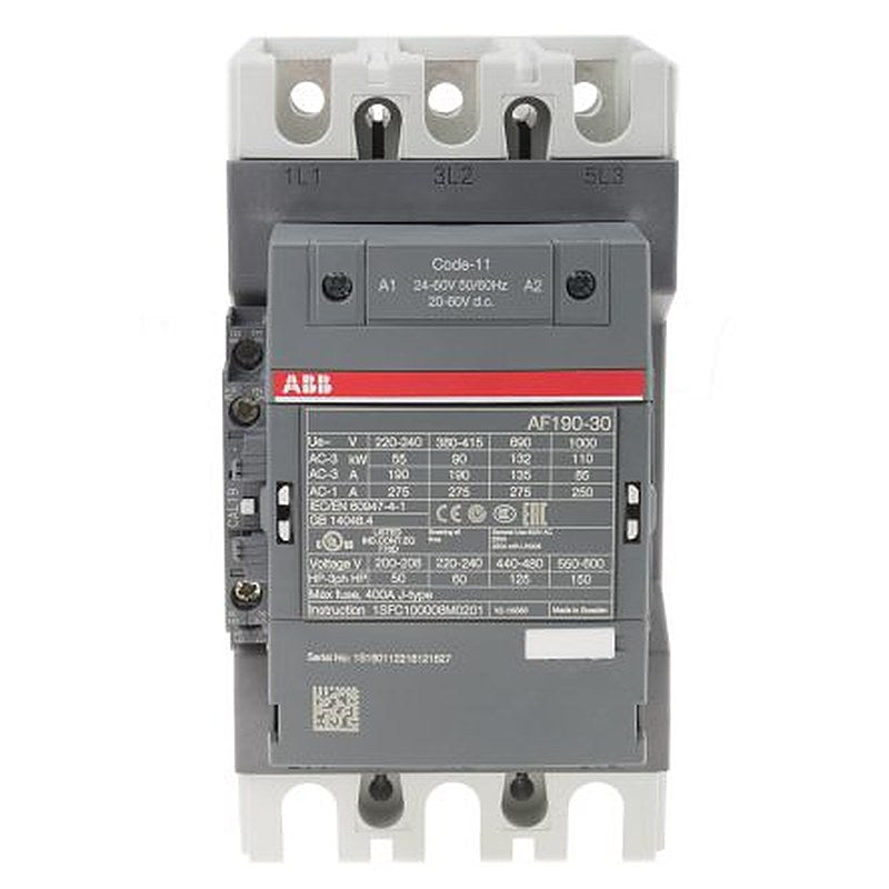 ABB AF190 Contactor, 24V ac/dc Coil, 3-Pole, 275 A, 90 kW 60V, 3 NO, 690V ac