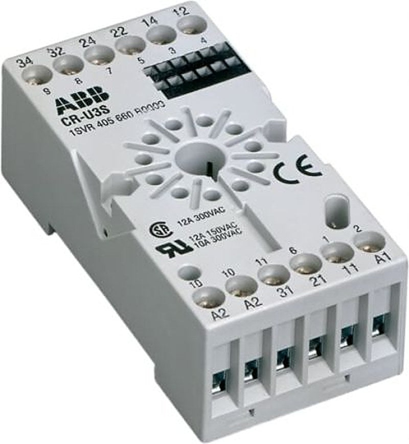 ABB CR-U 3 Way DIN Rail Relay Socket, for use with CR-U Interface Relay