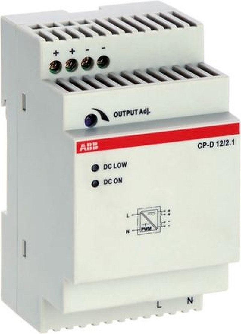 ABB CP-D Switched Mode DIN Rail Power Supply 240V ac AC/DC Input 12V dc, 2.1 A Output DC 30 W