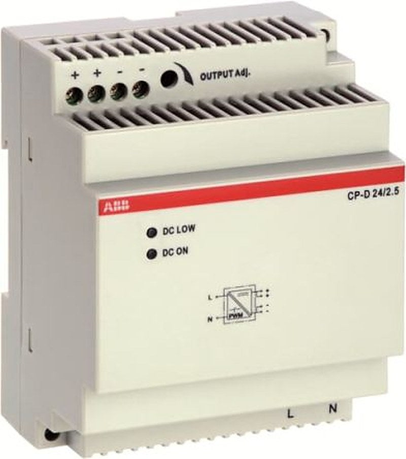 ABB CP-D Switched Mode DIN Rail Power Supply 240V ac AC Input 24V dc, 2.5 A Output DC 60 W