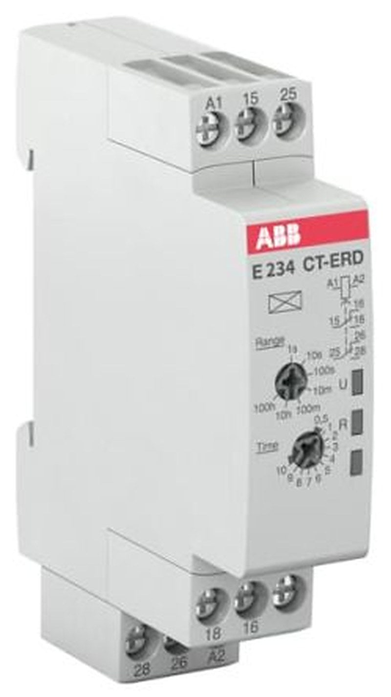 ABB DIN Rail Timer Relay, 2-Contact, 24 to 240 V ac 24V ac, 240 V ac, 0.05 to 360000 s, 1-Function, DPDT Switch