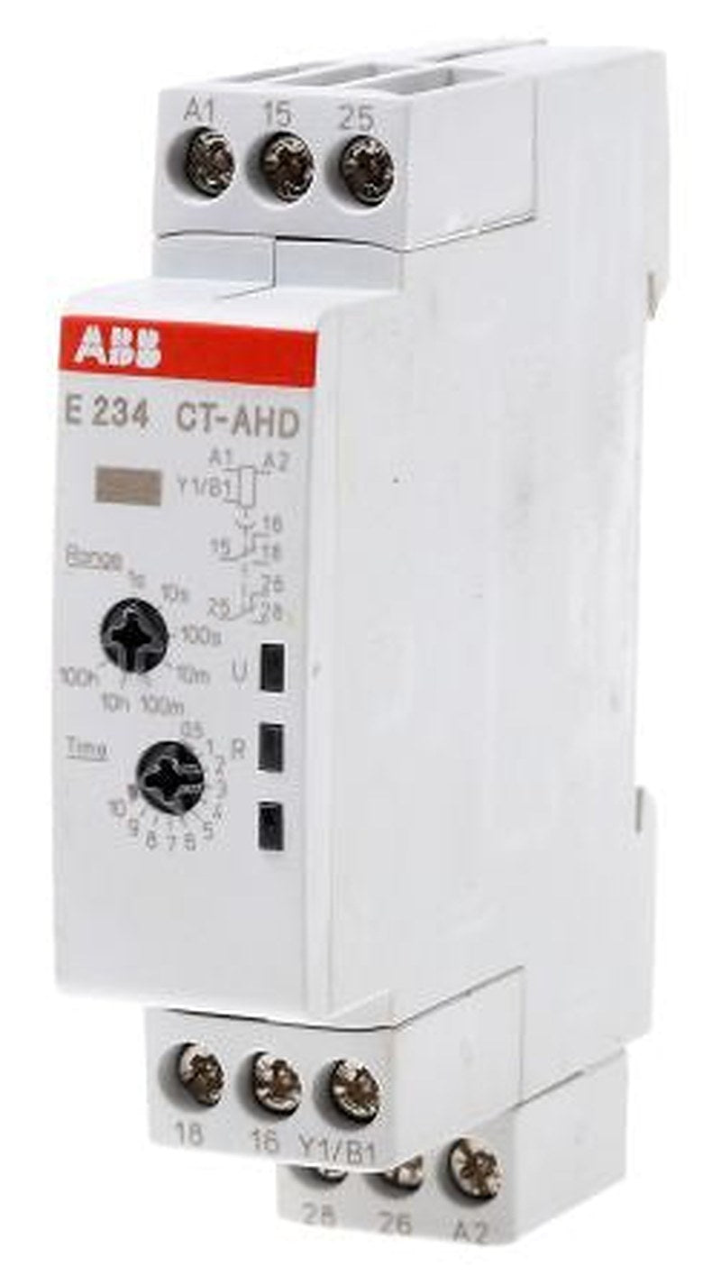 ABB 1SVR Series DIN Rail Timer Relay, 2-Contact, 48 V dc 24V ac, 240 V ac, 0.05 s to 100 h, 1-Function, DPDT Switch