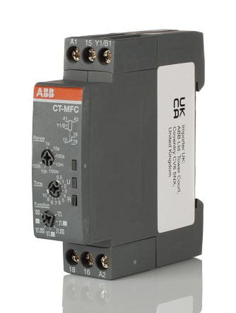 ABB CT-C Series DIN Rail Timer Relay, 1-Contact, 24 to 240 V dc 24V ac, 240 V ac, 0.05 s to 100 h,