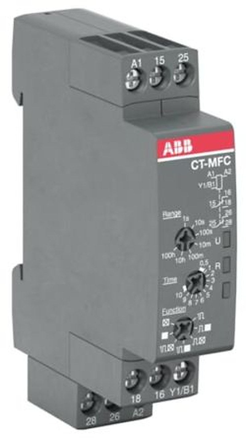 ABB CT-C Series DIN Rail Timer Relay, 2-Contact, 12 to 240 V dc 12V ac, 240 V ac, 0.05 s to 100 h,