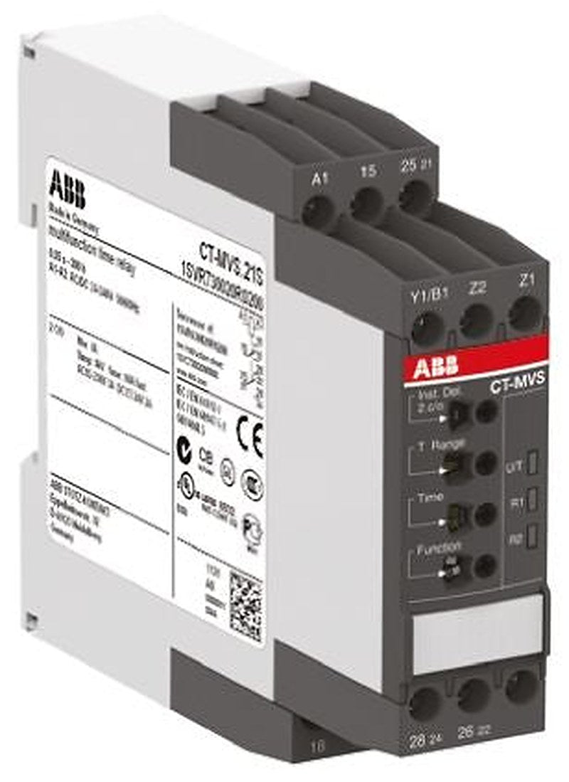 ABB CT-MVS Series DIN Rail Timer Relay, 2-Contact, 24 V dc 240V ac, 0.05 s to 300 h, Multifunction-Function, SPDT Switch
