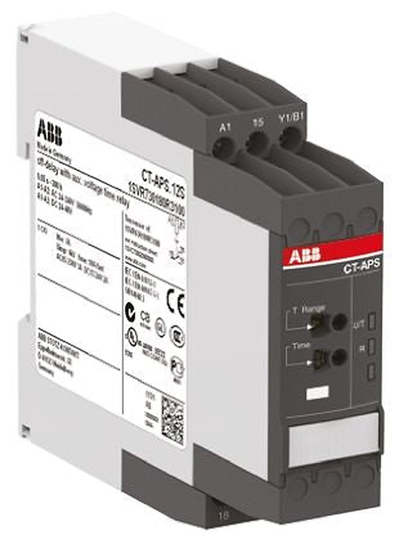 ABB DIN Rail Timer Relay, 1-Contact, 48 V dc 24V ac, 240 V ac, 0.05 s to 300 h, 1-Function, SPDT Switch Configuration