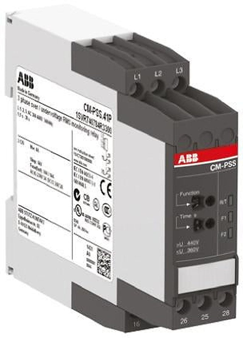 ABB Monitoring Relay, 3 Phase, 342 to 418 VAC Monitor Range, DPDT, DIN Rail, 380V ac, 400 V ac