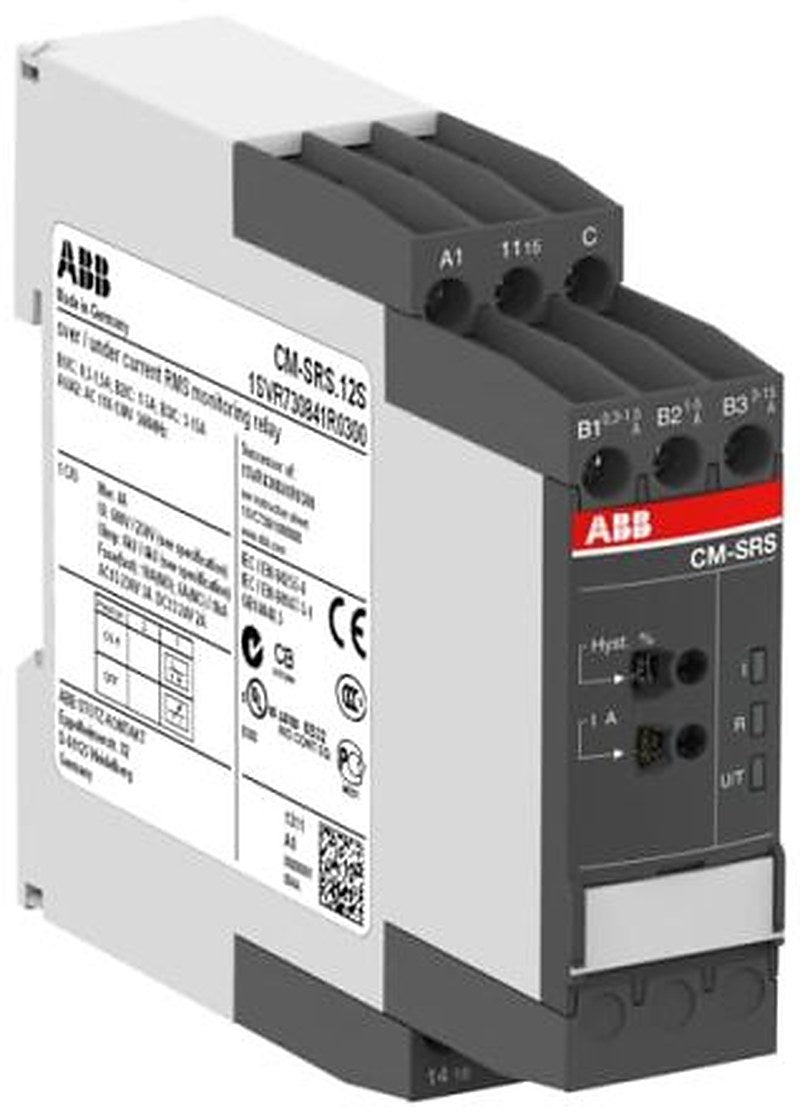 ABB Monitoring Relay, 1 Phase, SPDT, DIN Rail, 3mA to 30mA, 220V ac, 240 V ac