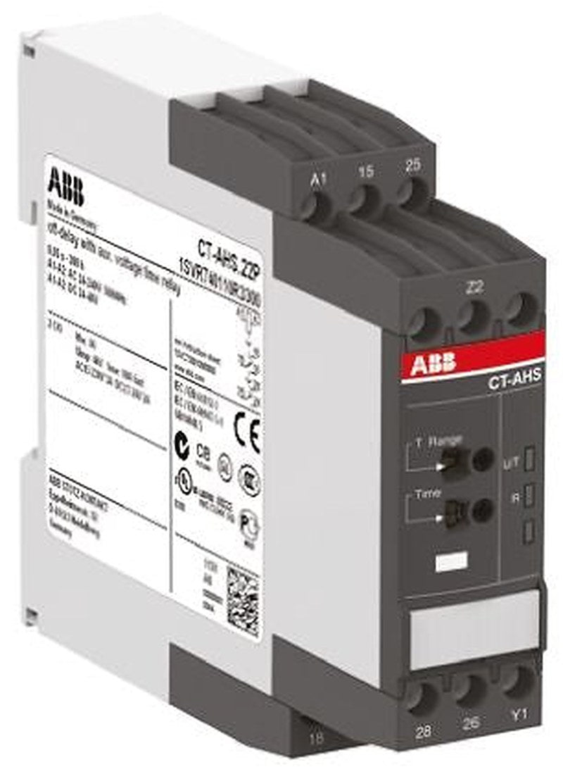 ABB DIN Rail Timer Relay, 2-Contact, 48 V dc 24V ac, 240 V ac, 0.05 s to 300 h, 1-Function, DPDT Switch Configuration