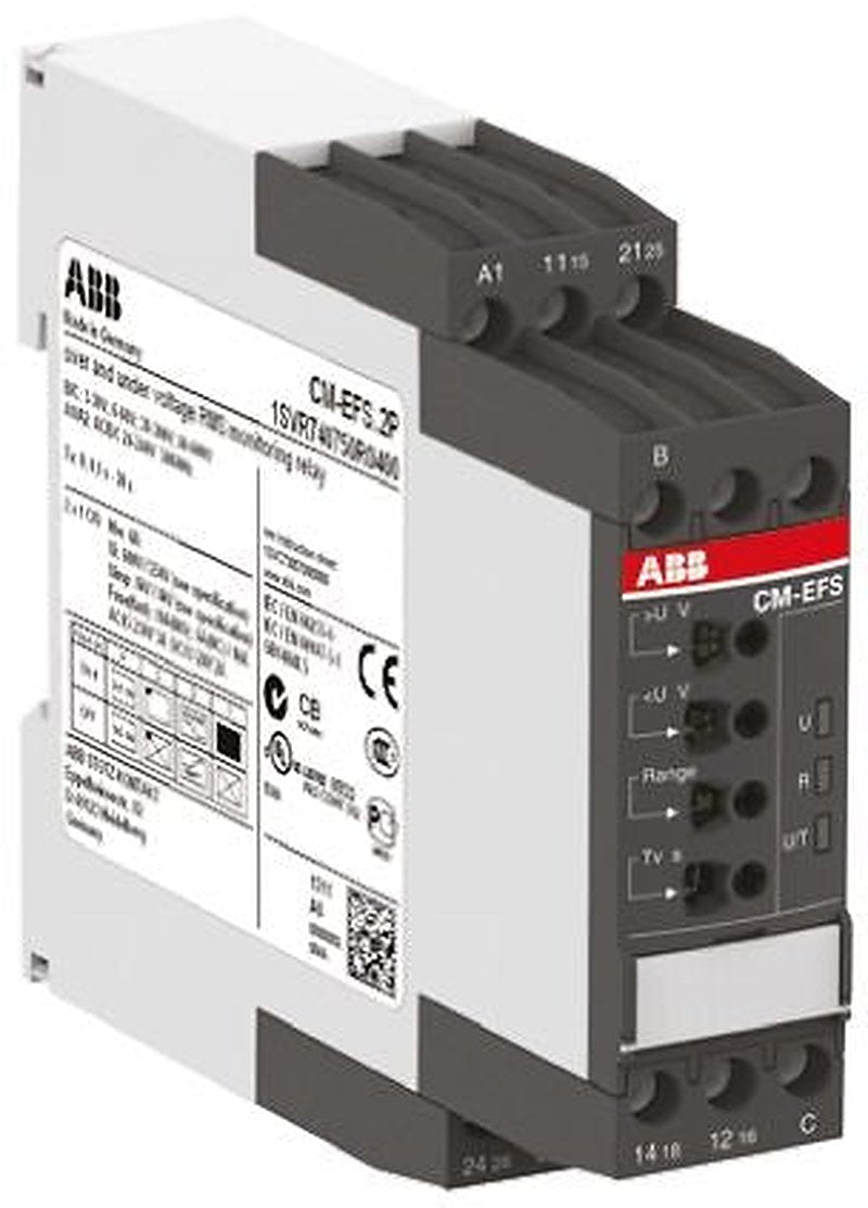 ABB Monitoring Relay, 1 Phase, DPDT, DIN Rail, 240V ac 240 V dc