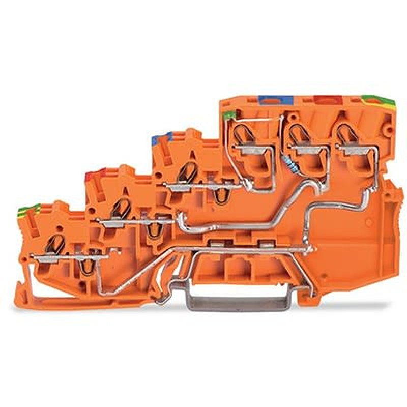 WAGO TOPJOB S Series DIN Rail Terminal Block Orange, 1mm², 4-Level, Cage Clamp