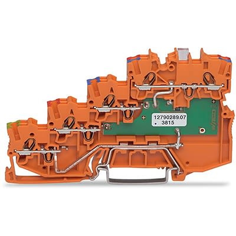 WAGO 2000-5477/1102-953 TOPJOB S Series DIN Rail Terminal Block Orange, 1mm², 4-Level, Cage Clamp
