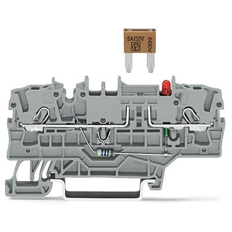 WAGO TOPJOB S Series Fuse Terminal Block Grey, 2.5mm², 1-Level Fused, Push-in
