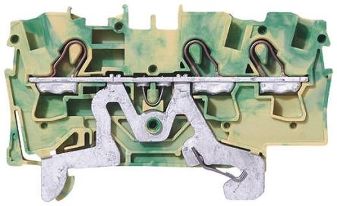 WAGO 2004-1307 Earth Terminal Block Yellow, Green, 4mm², 1-Level, Cage Clamp, IECEx/ATEX