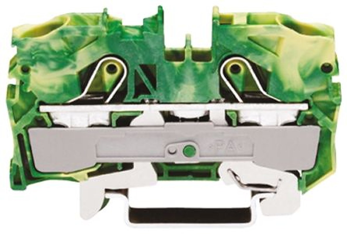 WAGO 2010-1207 Earth Terminal Block Yellow, Green, 10mm², 1-Level, Cage Clamp, IECEx/ATEX