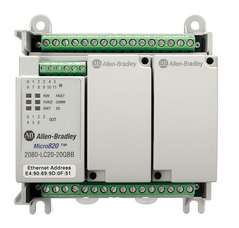Allen Bradley Micro820 Series PLC CPU, Relay Output, 12-Input, Analogue, DC Input