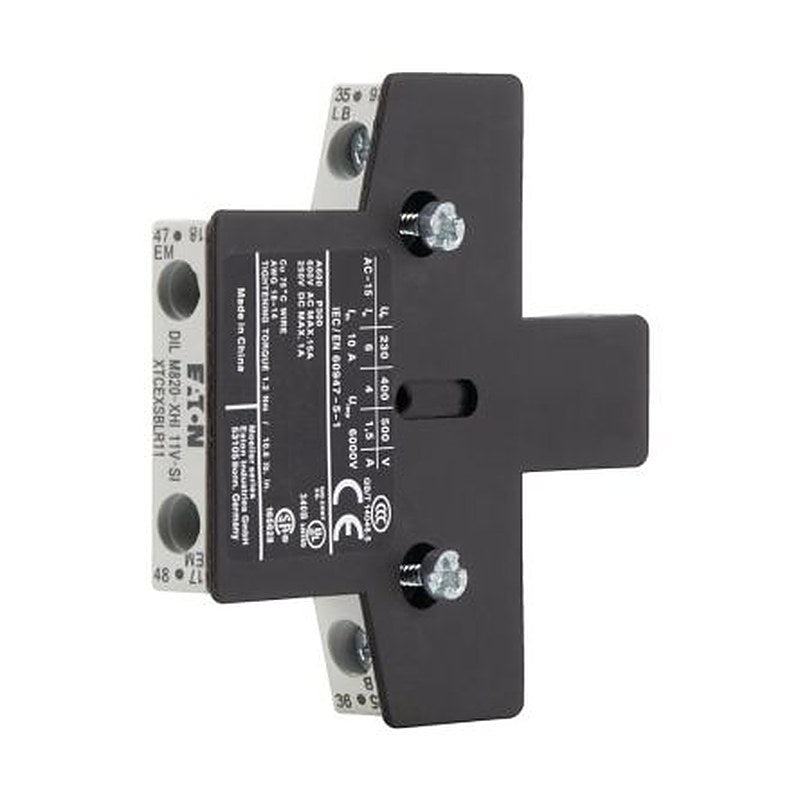 Eaton Auxiliary Contact Module, 2 Contact, 1 NO/1 NC, DILM, Side, 10 A, 440V, 208283 DILM820-XHI11V-SI