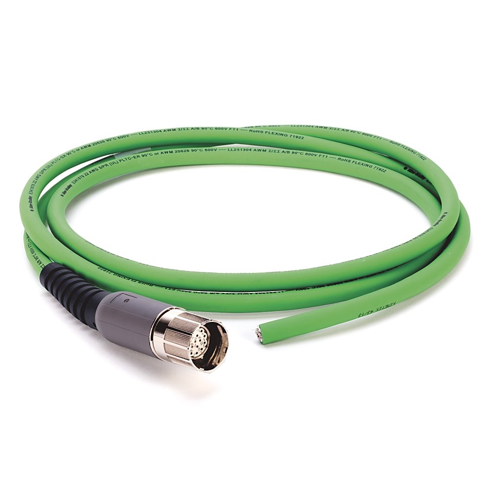 SpeedTEC Cable, Motor Feedback Only, SpeedTec DIN Connector, Drive-end, Flying-lead, SIN/COS High-Resolution/Resolver Encoder Type, Continuous-Flex, 2 Meters