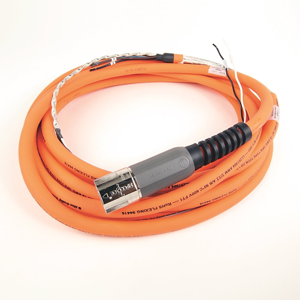 SpeedTEC Cable, Motor Power With Brake Wires, SpeedTec DIN Connector, Drive-end, Flying-lead, 16 AWG, Continuous-Flex, 5 Meters