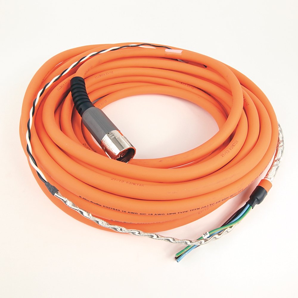 SpeedTEC Cable, Motor Power With Brake Wires, SpeedTec DIN Connector, Drive-end, Flying-lead, 16 AWG, Continuous-Flex, 12 Meters