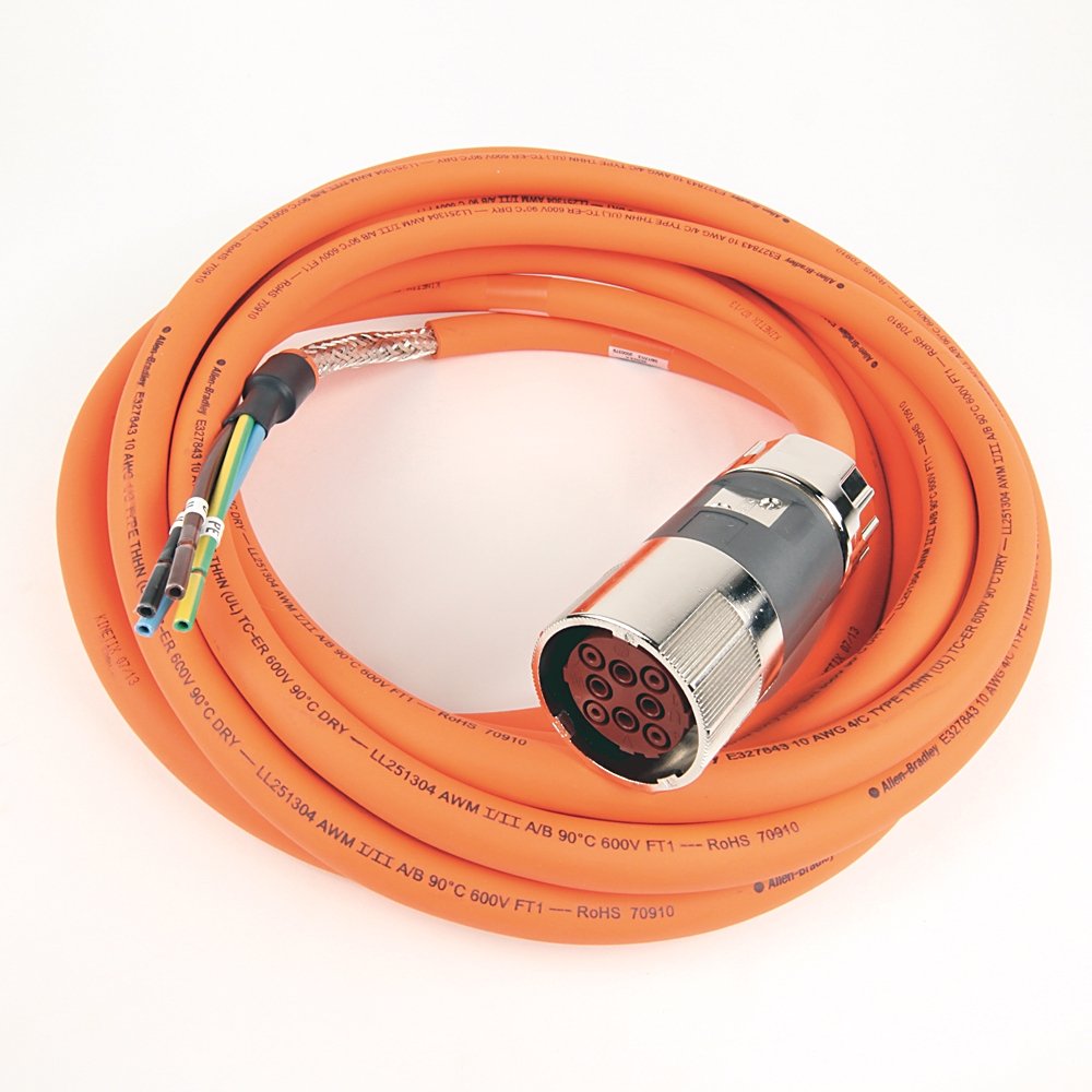 SpeedTEC Cable, Motor Power Only, SpeedTec DIN Connector, Drive-end, Flying-lead, 10 AWG, Standard (Non-Flex), 7 Meters