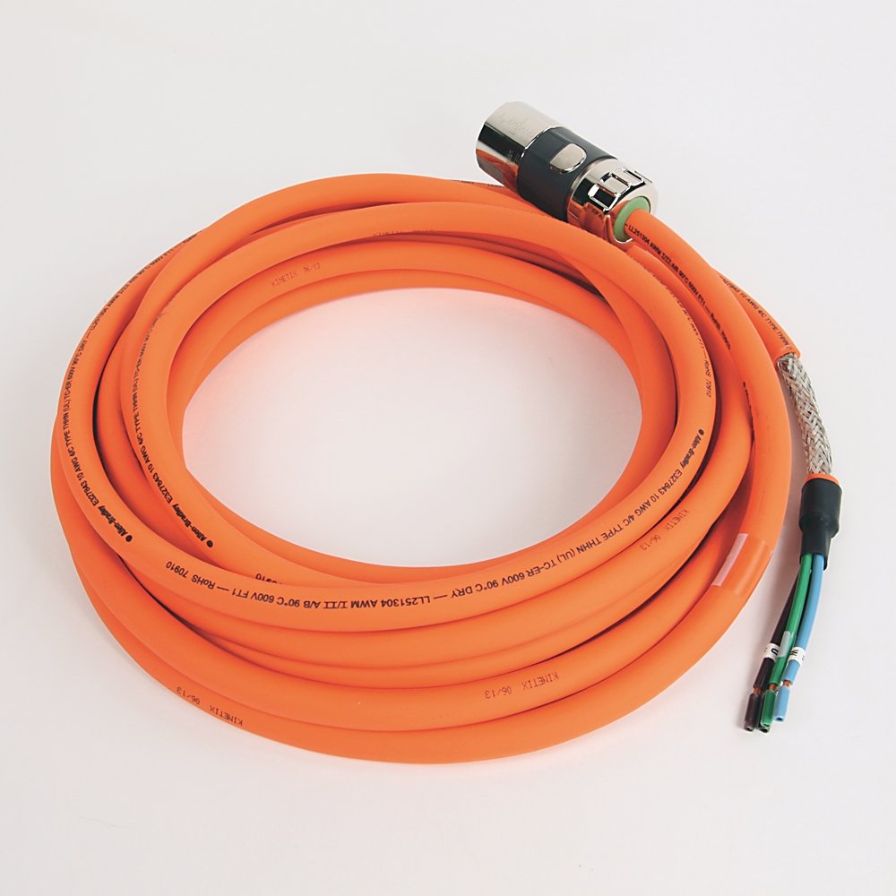 SpeedTEC Cable, Motor Power Only, SpeedTec DIN Connector, Drive-end, Flying-lead, 10 AWG, Standard (Non-Flex), 9 Meters