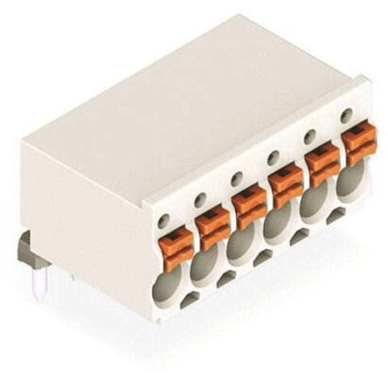 WAGO 2091 Series Angled Push-in PCB Socket, 6-Contact, 1 Row, 3.5 mm Pitch Push Button
