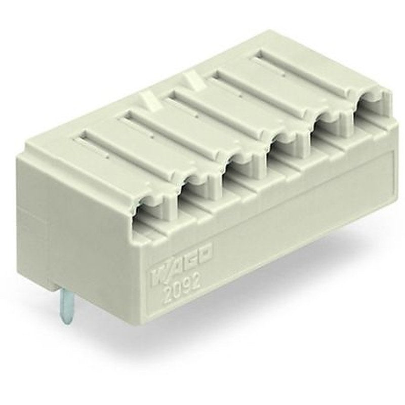 WAGO 2092 Series Angled PCB PCB Header, 6-Contact, 1 Row, 5 mm Pitch Solder Pin