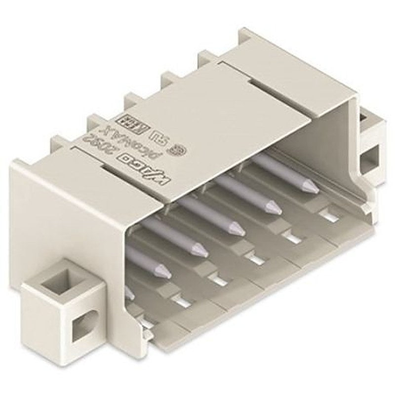 WAGO 2092 Series Angled PCB PCB Header, 4 Contact(s), 5 mm Pitch, 1 Row, Shrouded
