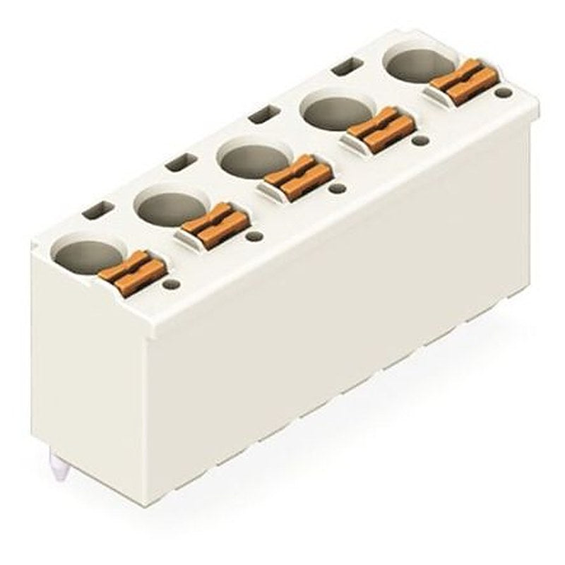 WAGO 2092 Series Straight Push-in PCB Socket, 5-Contact, 1 Row, 7.5 mm Pitch Push Button