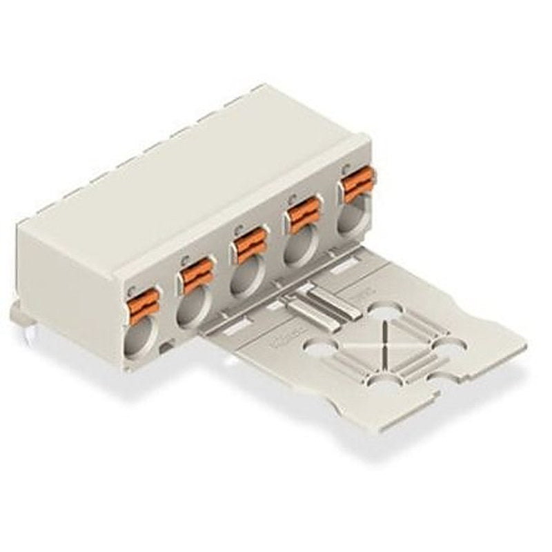 WAGO 2092 Series Angled Push-in PCB Connector, 4-Contact, 1 Row, 7.5 mm Pitch Solder Pin