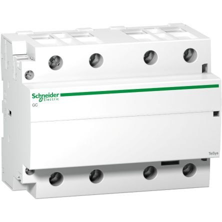 The Schneider Electric TeSys GC series is a modular contactor which has a control voltage of 220 to 240 V ac. It is used in applications like lighting, heating and motor control. The type of connection for power and control circuit is through screw clamp terminal. Heat dissipation 4.2 W at 50/60 Hz IP degree of protection is IP40 conforming to VDE 0106, IP20 conforming to VDE 0106